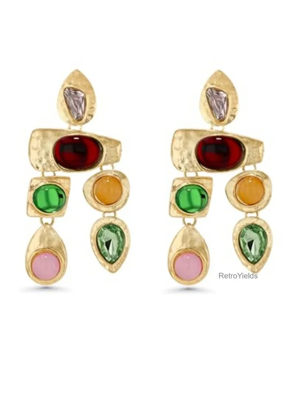 18K Gold Plated Dangle Gemstone Earrings for Women Boho Handmade CZ Jewelry